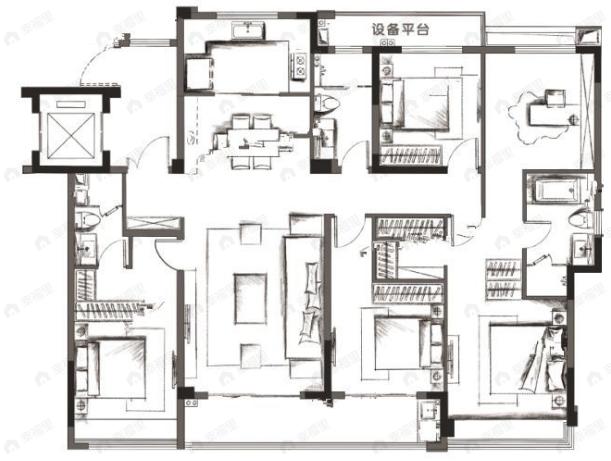 荣安嘉樾庄5室2厅3卫户型图