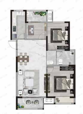 绿博福苑3室2厅1卫户型图