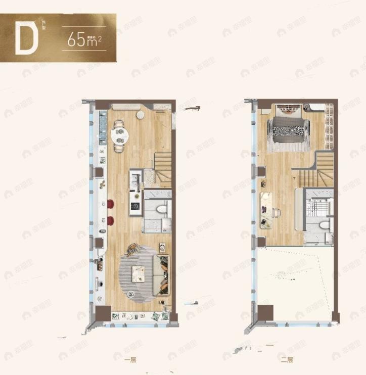 涵碧紫金城1室2厅2卫户型图