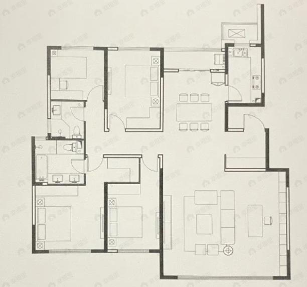 曲江城市树4室2厅2卫户型图
