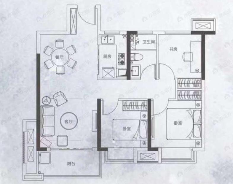 赣电贵府3室2厅1卫户型图