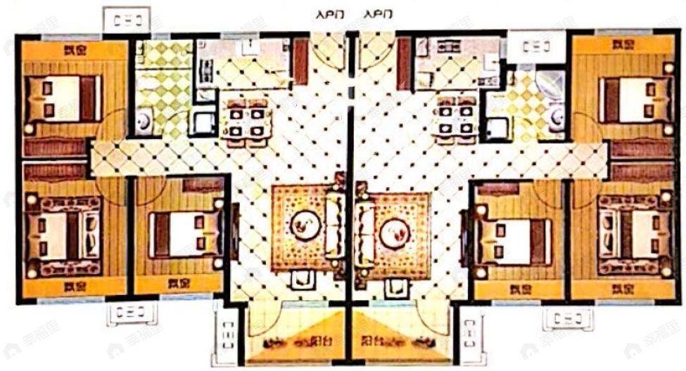3室2厅1卫建面99平南|北户型图