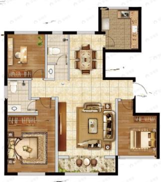 领东悦邸3室2厅2卫户型图