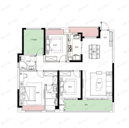 德奥上河城章4室2厅2卫户型图
