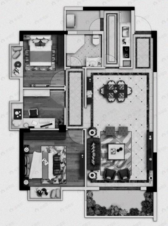 蜀镇尚楠湾3室2厅1卫户型图