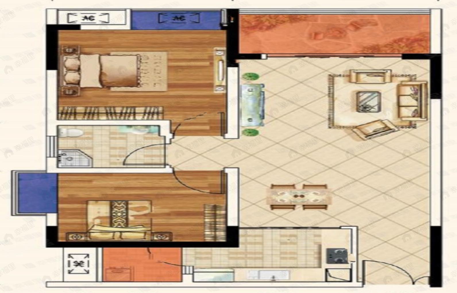秋实学府2室2厅1卫户型图