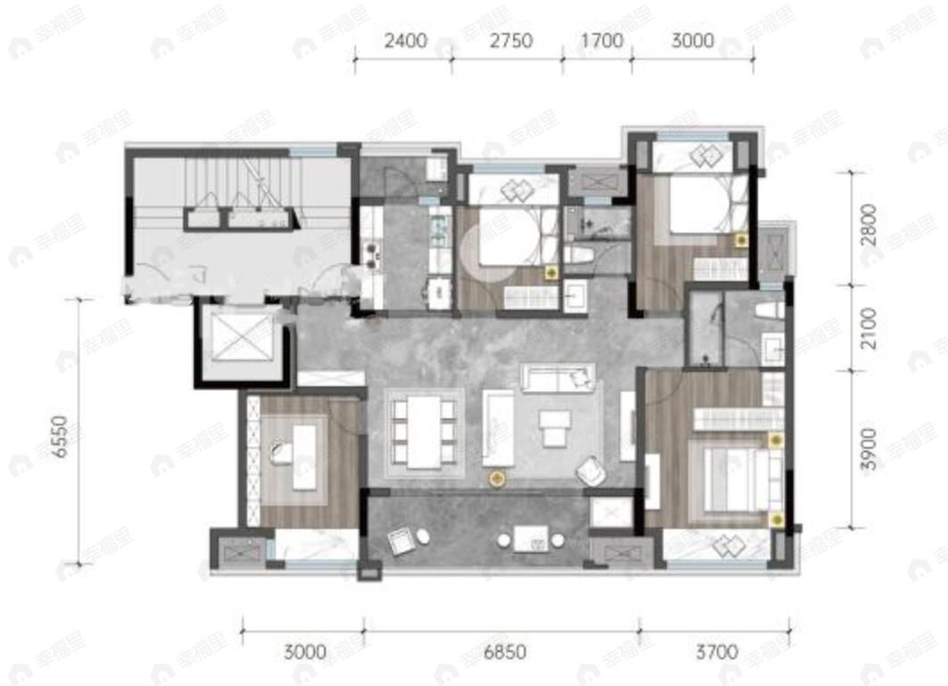 龙湖焕城4室2厅2卫户型图