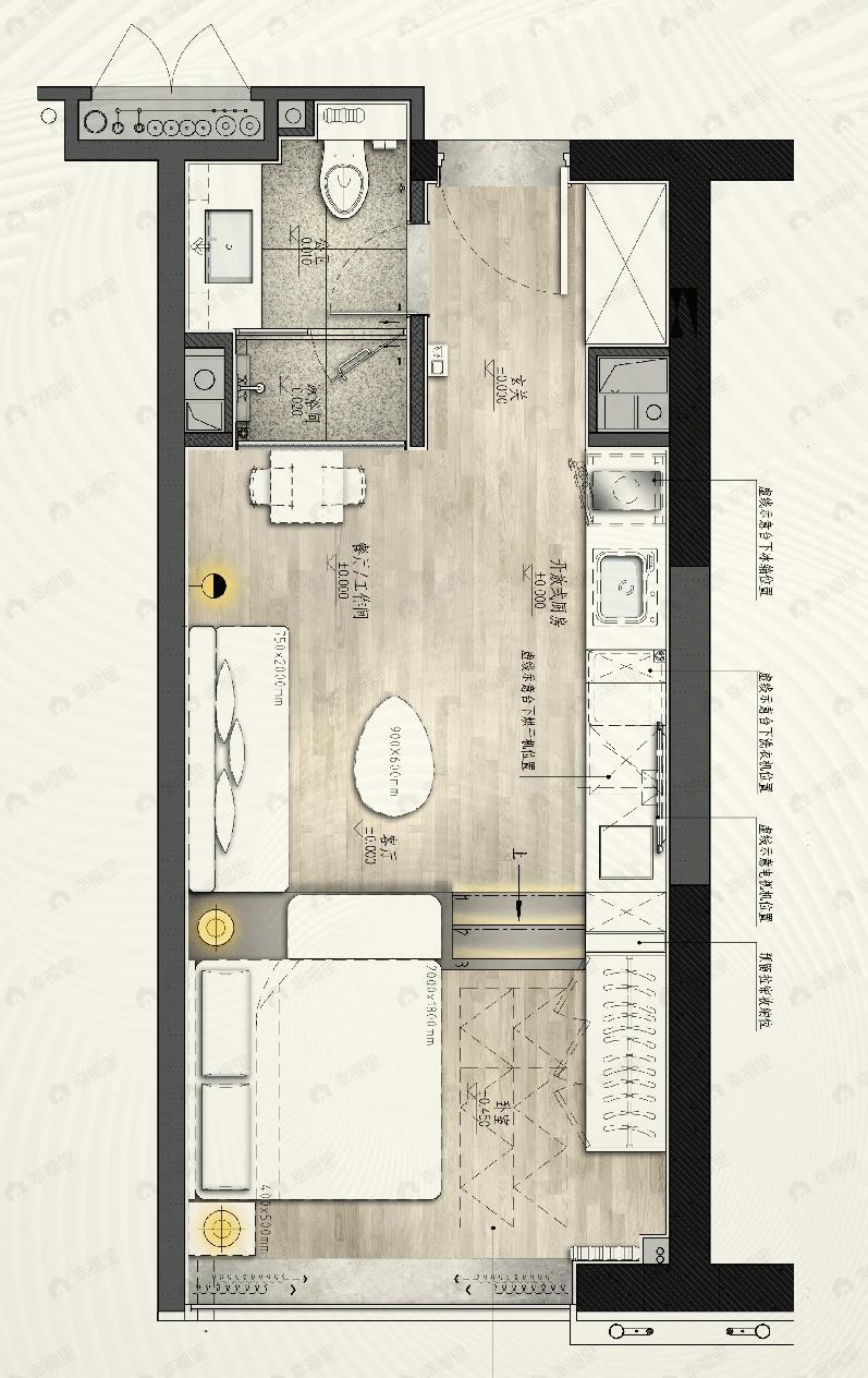 保利大都汇1室1厅1卫户型图