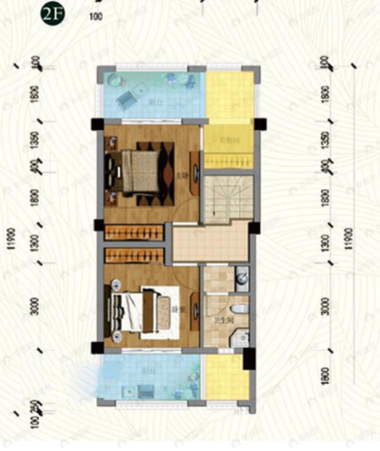 青霞山水卡伦德拉小镇2室2厅2卫户型图