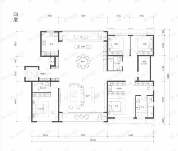 远洋源山春秋4室2厅3卫户型图
