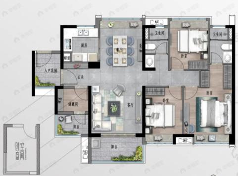 保利南沙天汇4室2厅2卫户型图