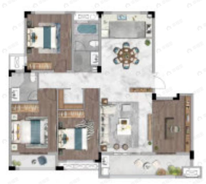 金银岛碧华丽山庄4室2厅2卫户型图