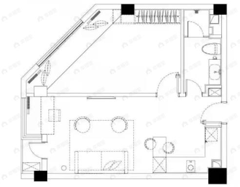 金融街融御滨江公寓1室1厅1卫户型图
