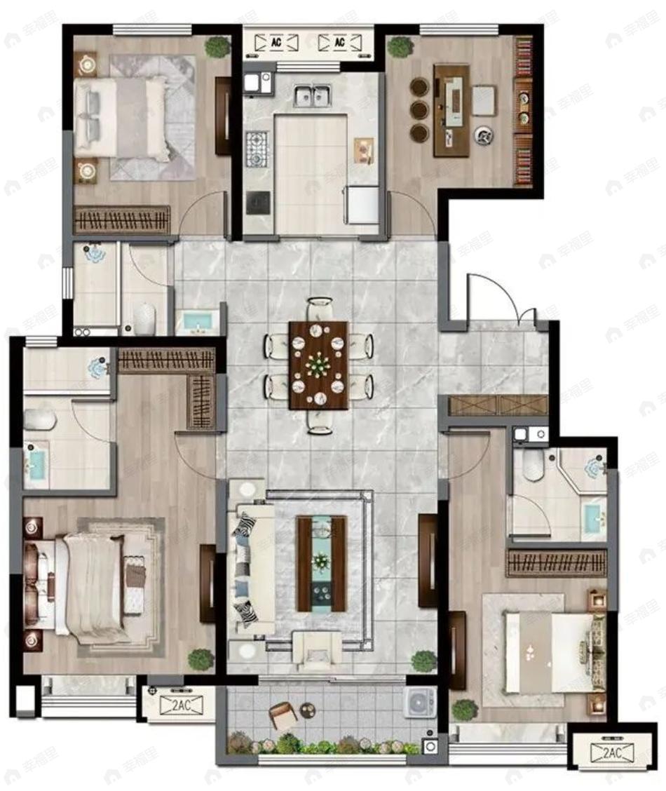 西安金辉城4室2厅3卫户型图