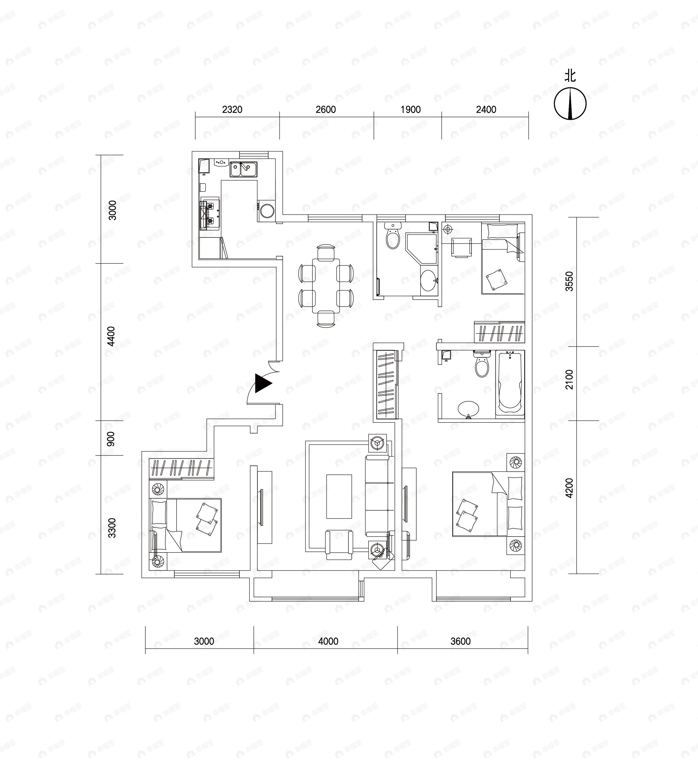 北京城建龙樾西山3室2厅2卫户型图