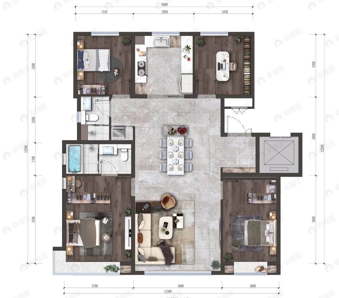 和光瑞府4室2厅2卫户型图