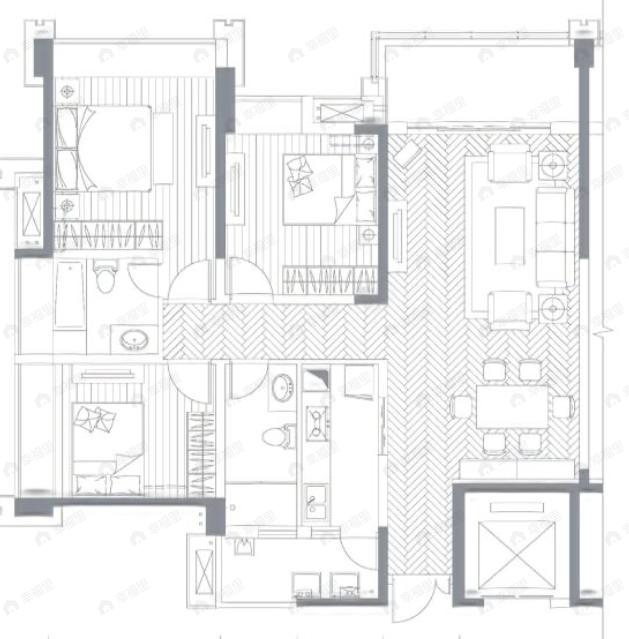 人居东湖长岛3室2厅2卫户型图