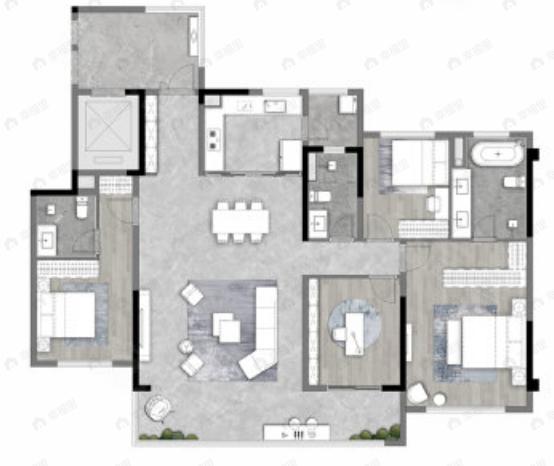 龙湖御湖境4室2厅3卫户型图