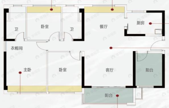 蓝光碧桂园锦泷湾4室2厅2卫户型图