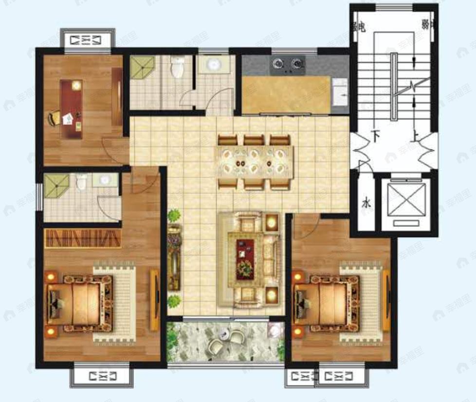 昌庭嘉园3室2厅2卫户型图