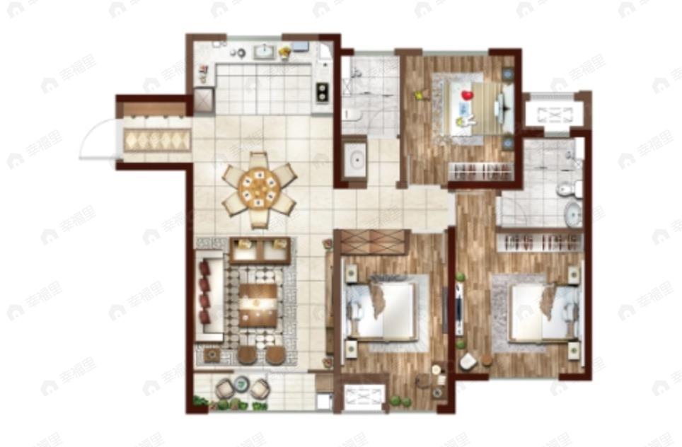 兰州中央公园3室2厅2卫户型图
