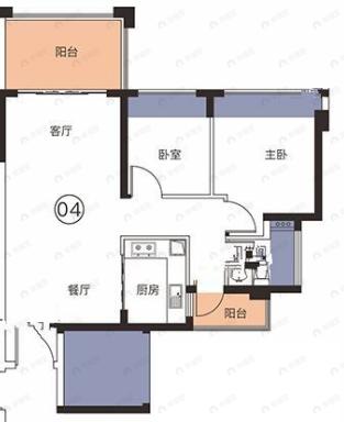 万华城市花园2室2厅1卫户型图