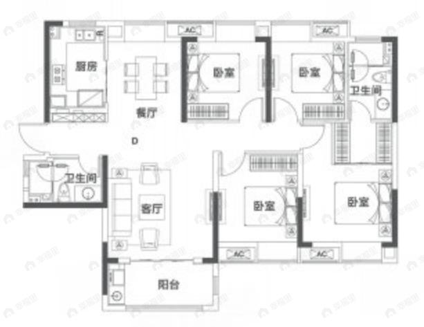 天汇龙城4室2厅2卫户型图