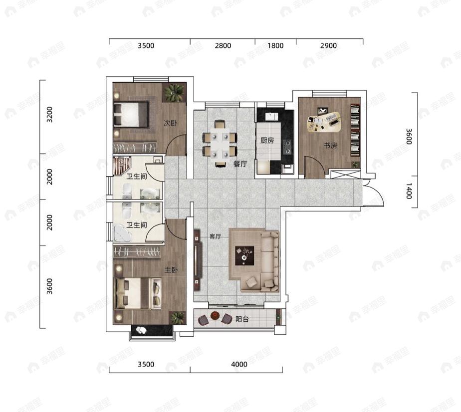 盛世和平居3室2厅2卫户型图