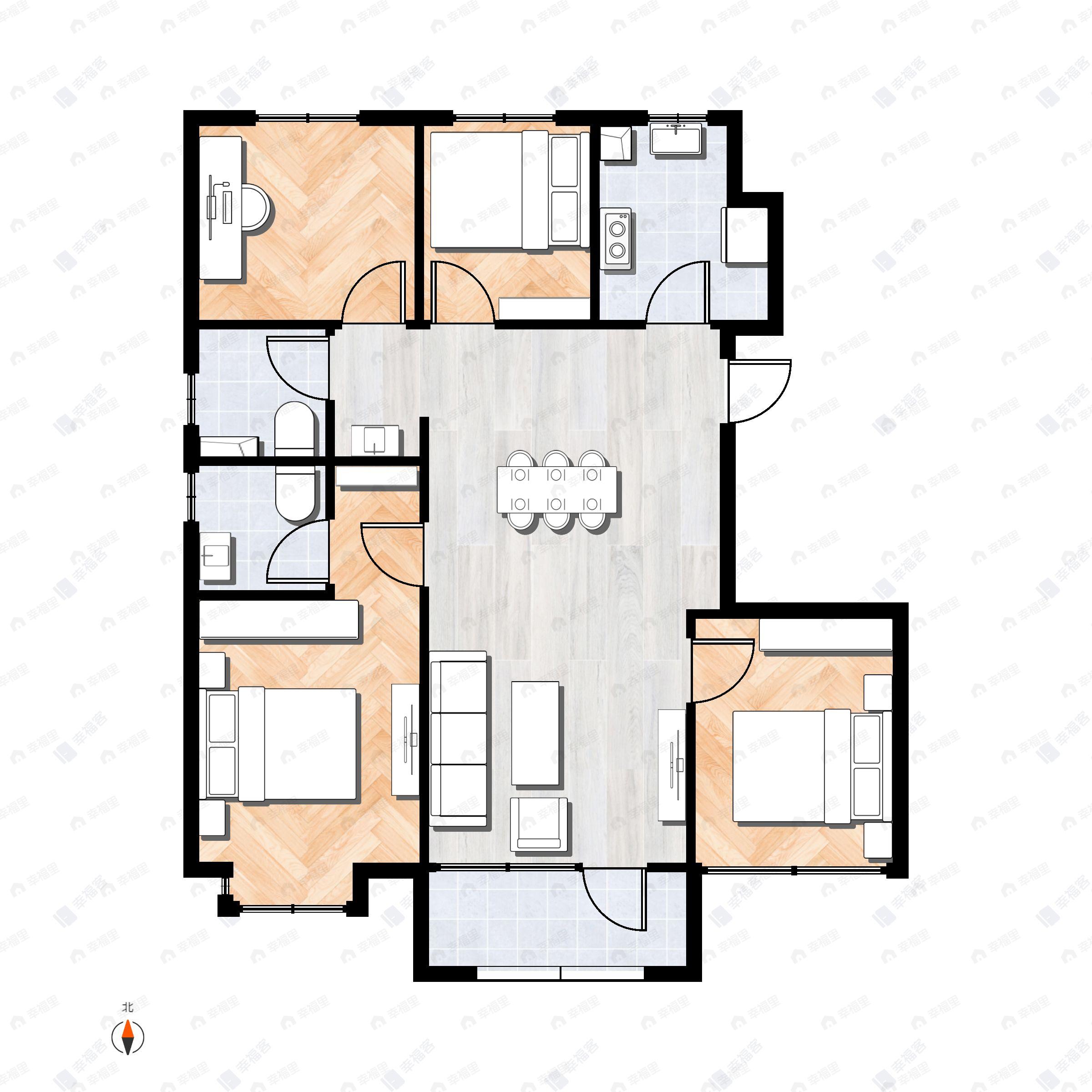 4室2厅2卫建面125平户型图