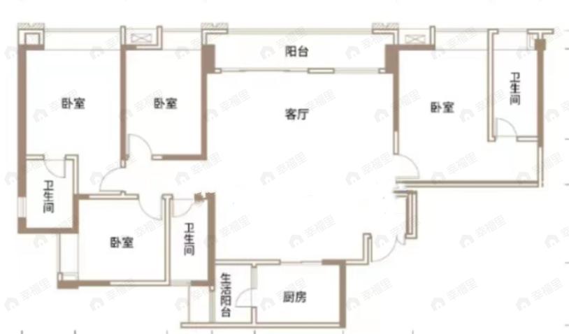 星悦北恒紫云4室2厅3卫户型图