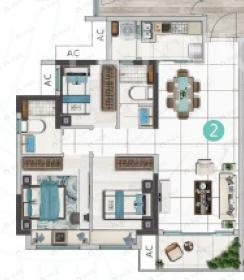 东基四季金谷3室2厅2卫户型图