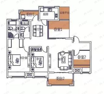 宝能睿城4室2厅2卫户型图