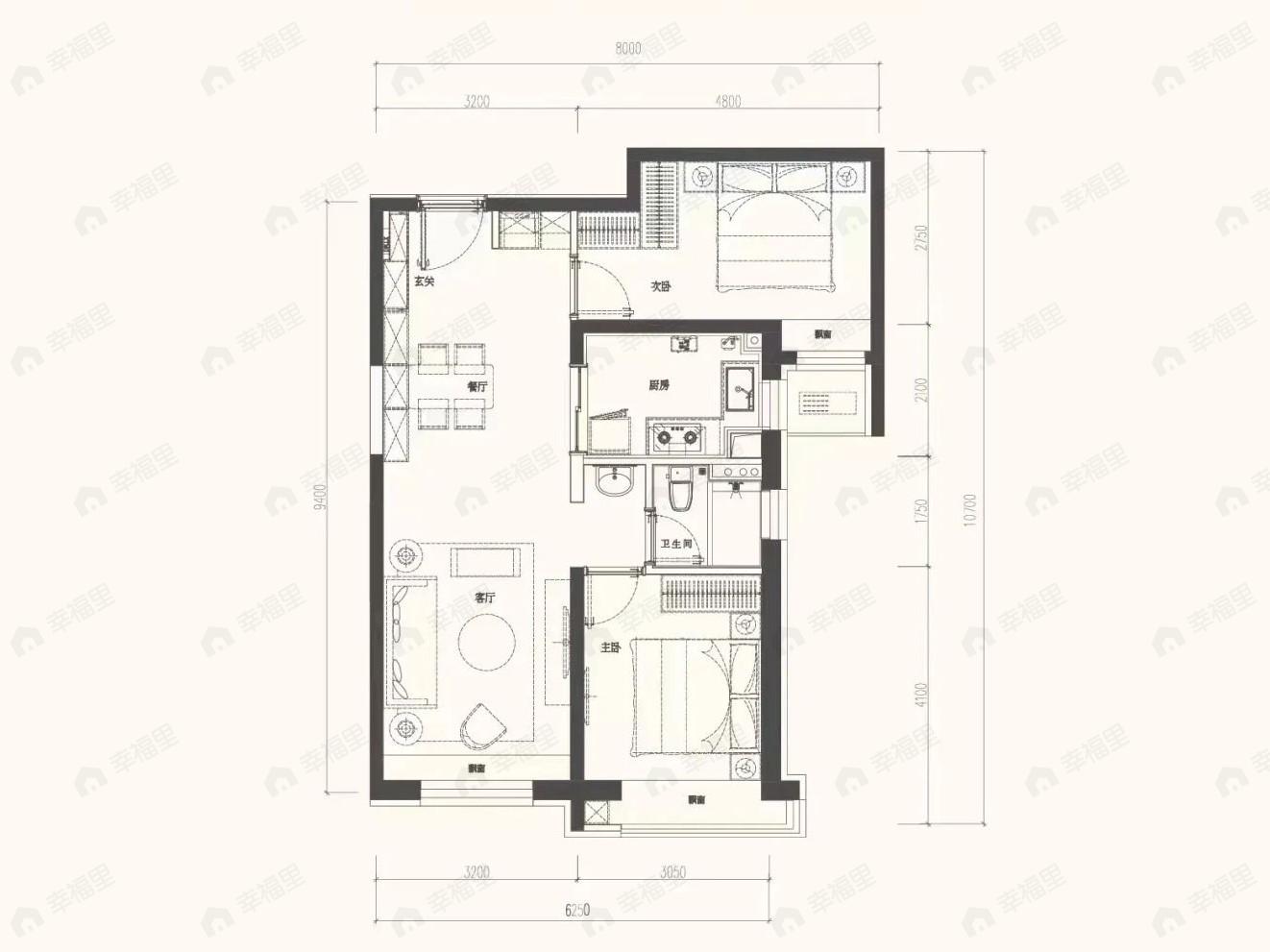 建发珺和府2室2厅1卫户型图