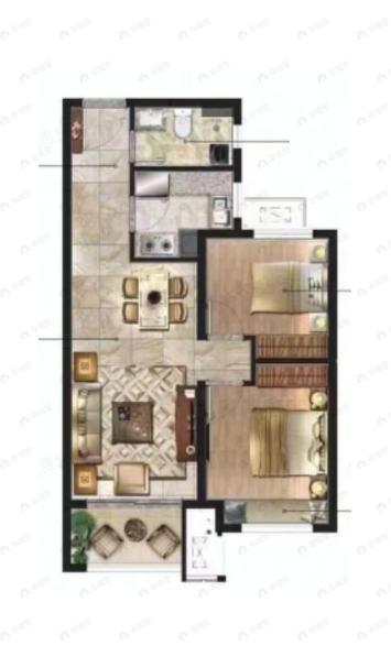 千禧城2室2厅1卫户型图