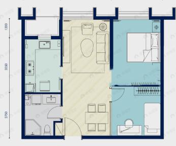 中交海河公馆2室2厅1卫户型图