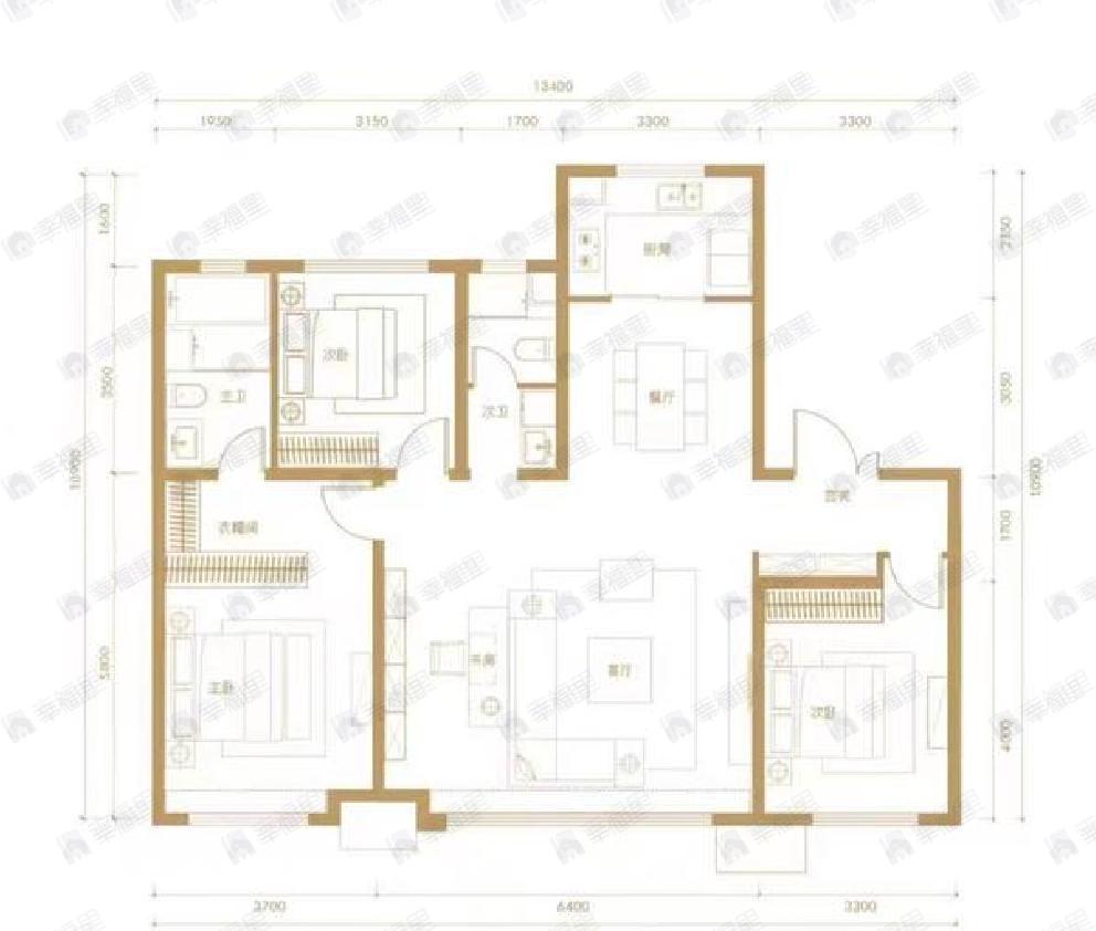 保利公园壹号3室2厅2卫户型图