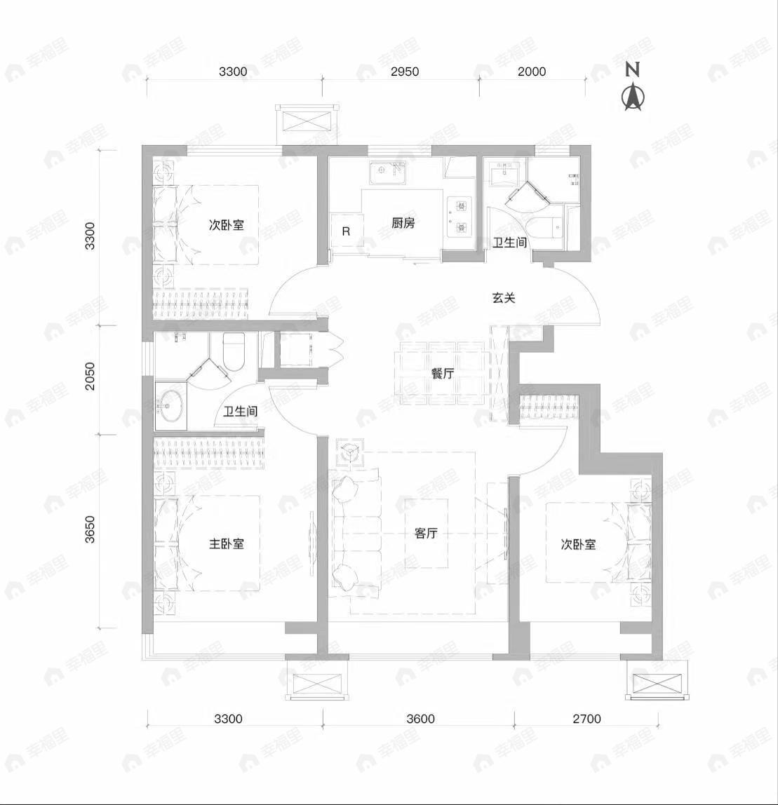 和锦华宸3室2厅2卫户型图