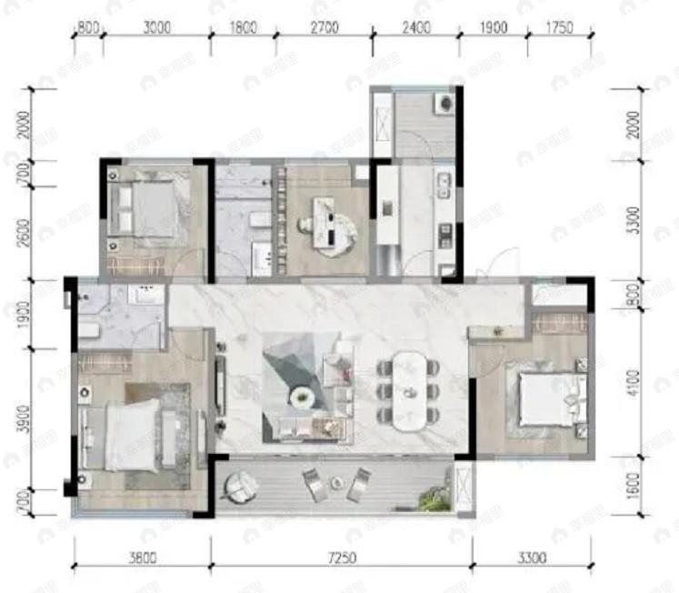 首开天府琅樾4室2厅2卫户型图