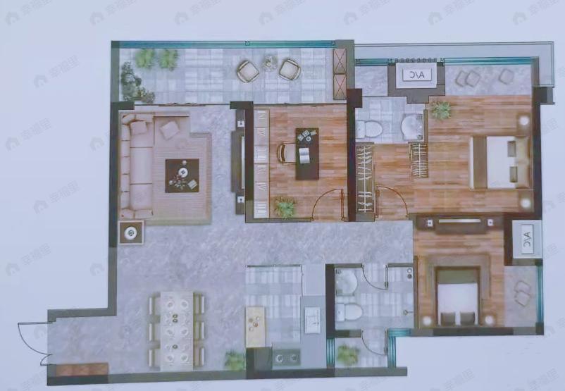 兆邦嘉璟3室2厅2卫户型图