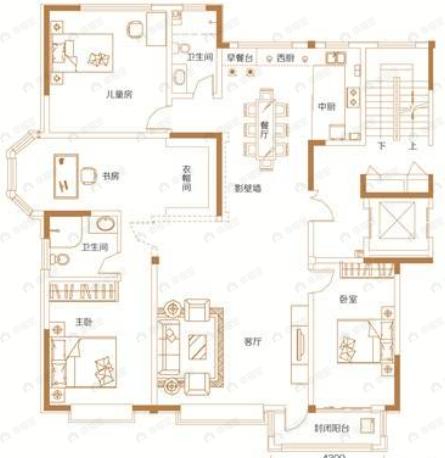 鑫界王府4室2厅2卫户型图