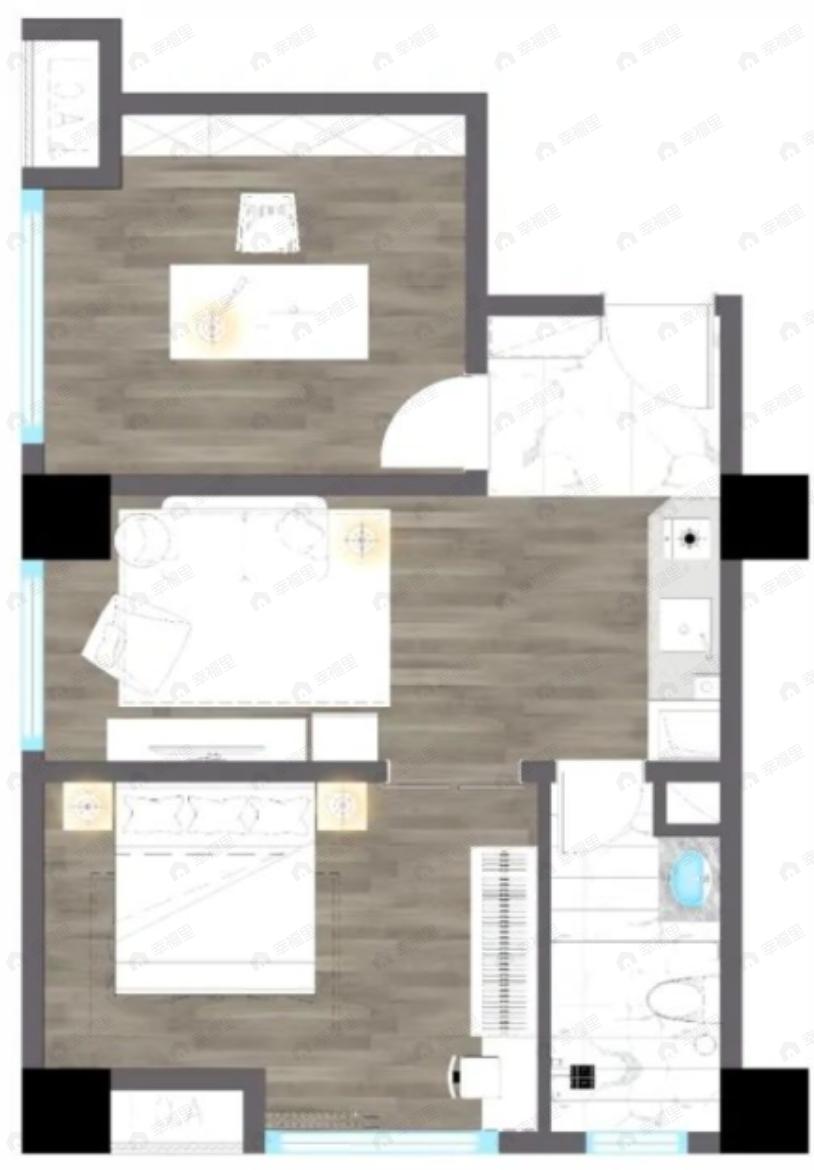 西安广成国际中心2室1厅1卫户型图