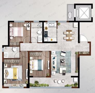 中梁鎏金雲玺3室2厅2卫户型图
