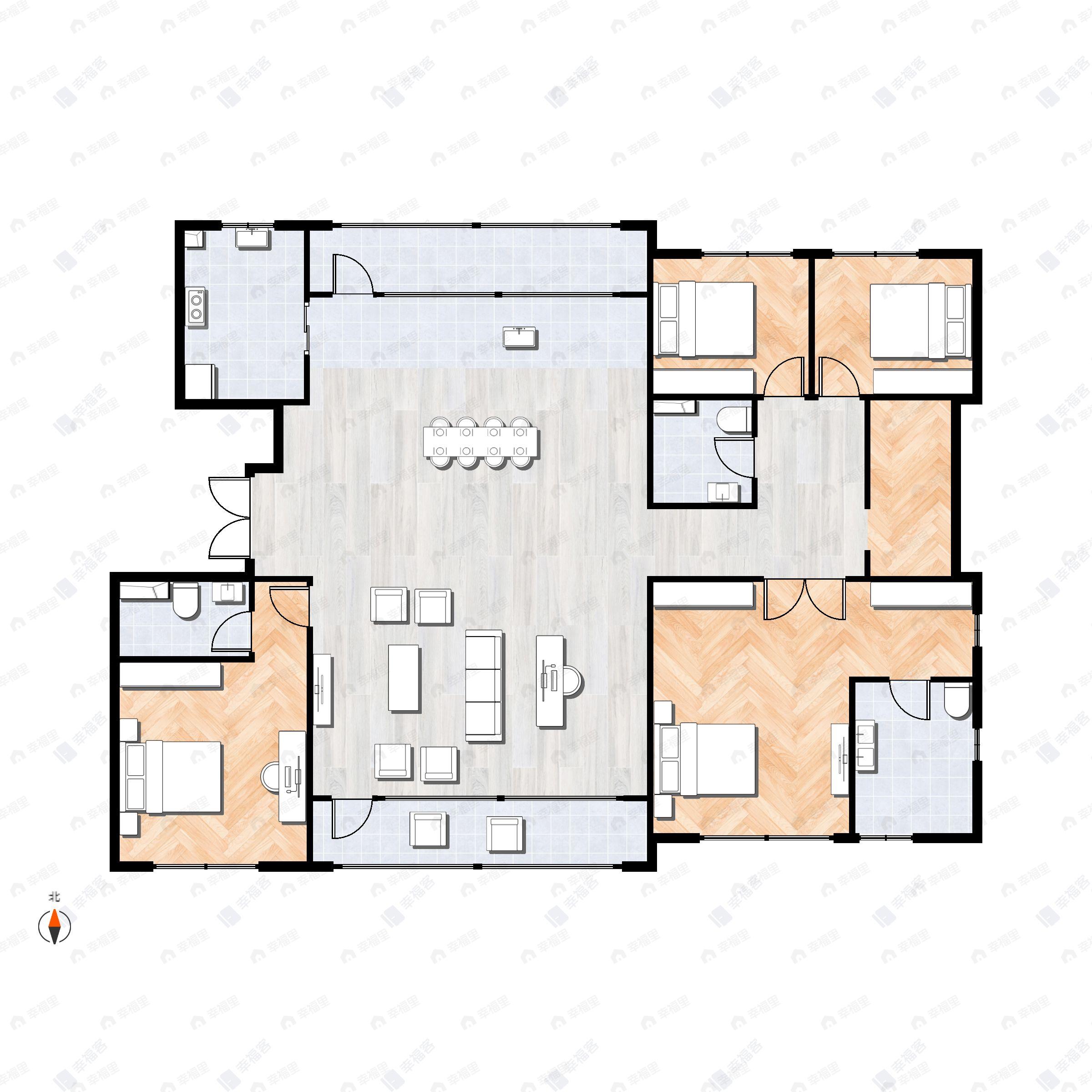 4室2厅3卫建面270平南|北户型图