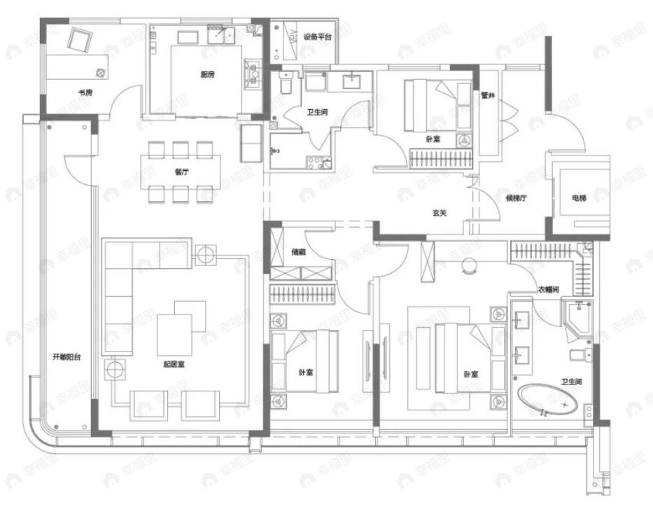 灵山湾悦府4室2厅2卫户型图