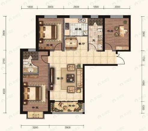 嘉禾名都3室2厅2卫户型图