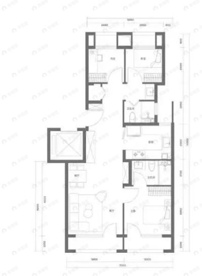 招商•臻园3室2厅2卫户型图