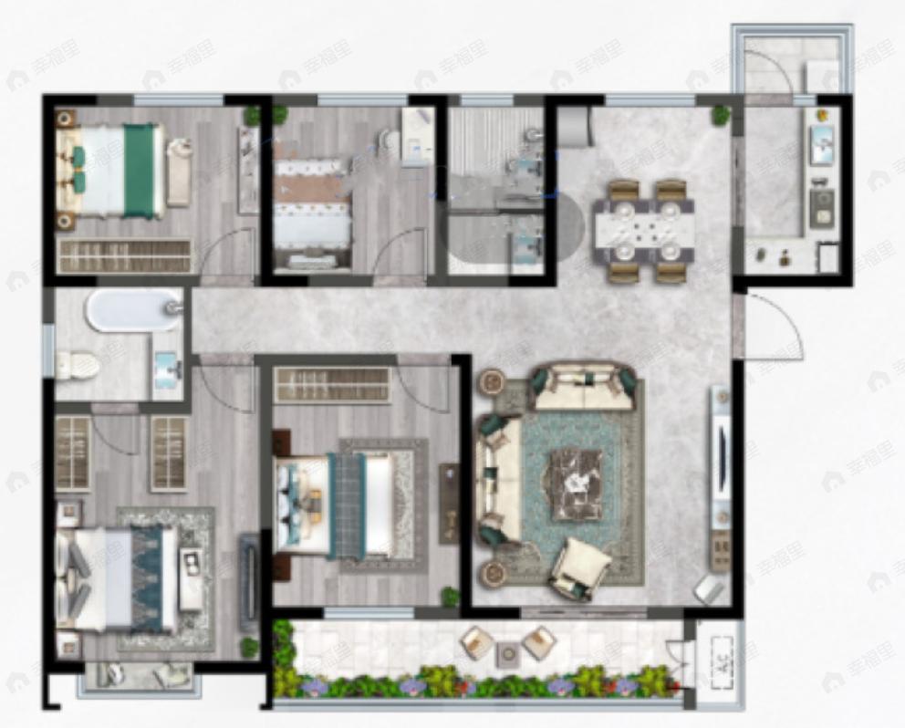 隆源国际城4室2厅2卫户型图