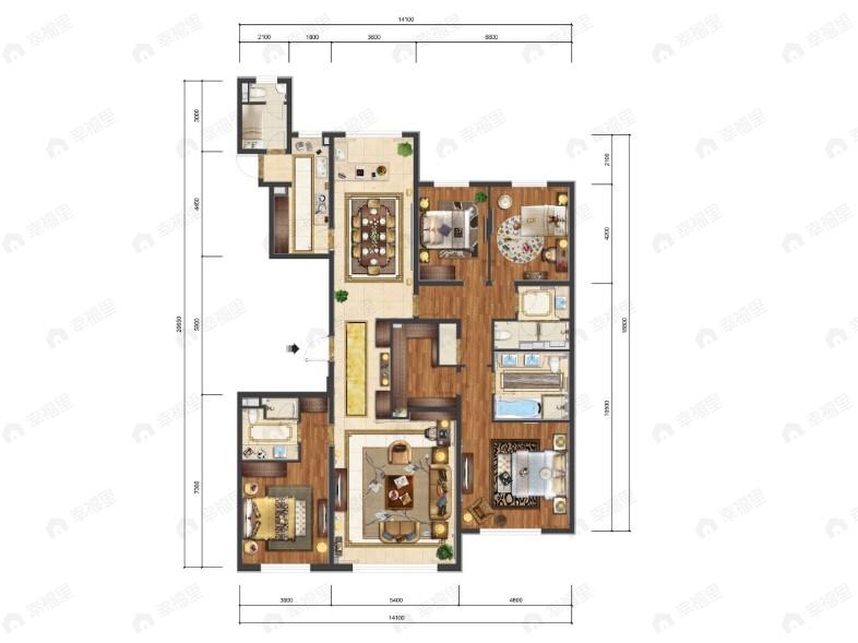 紫辰院4室2厅4卫户型图