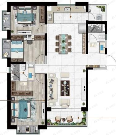 北科建春城大观3室2厅2卫户型图