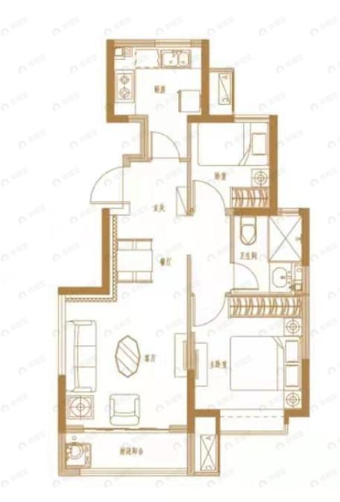 新御峰2室2厅1卫户型图